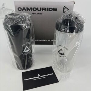Camouride Athletics Shaker Bottle 2 Pack 45 oz Midnight Black Classic White NEW